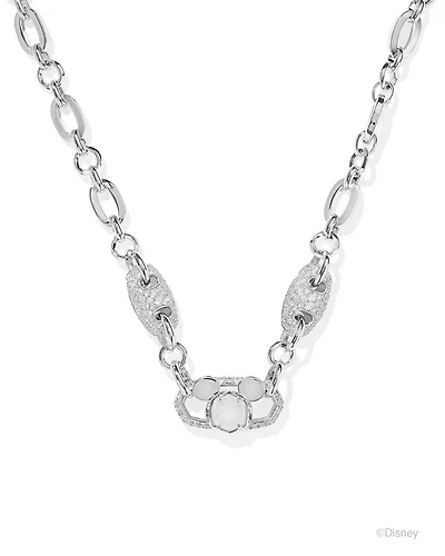 Disney | Kendra Scott Silver Mickey Mouse Crystal Chain Necklace in Iridescent White Mix
