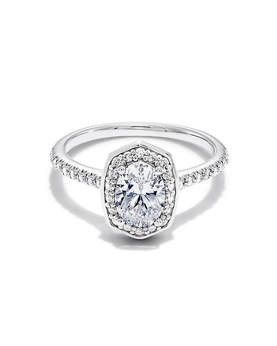 1 ct Lab Grown White Diamond Oval Iconic Halo Statement Ring 14k Gold