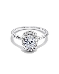 1 ct Lab Grown White Diamond Oval Iconic Halo Statement Ring 14k Gold