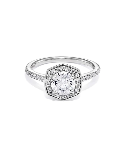 1 ct Lab Grown White Diamond Round Iconic Halo Statement Ring 14k Gold