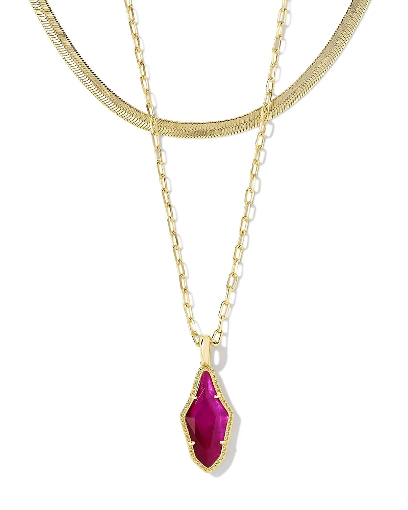 Evelyn Gold Multi Strand Necklace in Rock Crystal Dichroic