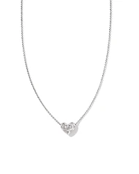 Holland Silver Heart Short Pendant Necklace in White CZ