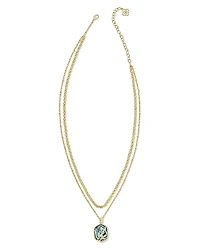 Daphne Gold Coral Frame Multi Strand Necklace Rose Quartz