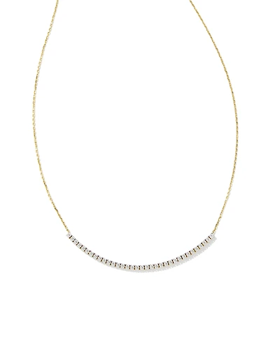 0.54 ct Tennis 14k Yellow Gold Bar Necklace in White Diamond