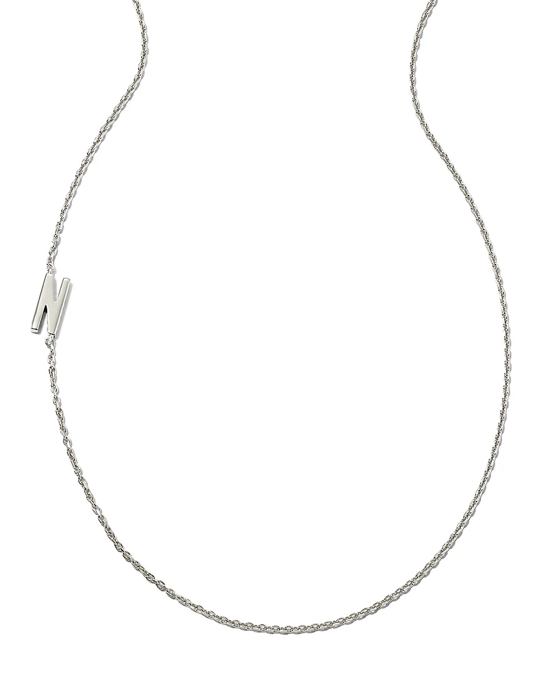 Letter N Inline Initial Necklace in Sterling Silver