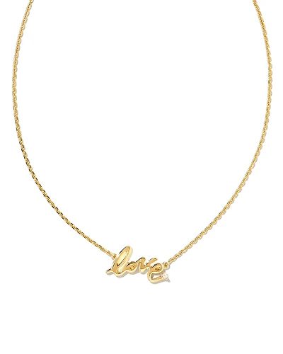 Love Script 18k Gold Vermeil Pendant Necklace in White Sapphire