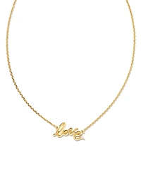 Love Script 18k Gold Vermeil Pendant Necklace in White Sapphire