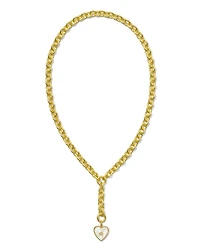 Adalynn 18k Gold Vermeil Heart Y Necklace in Ivory Mother-of-Pearl