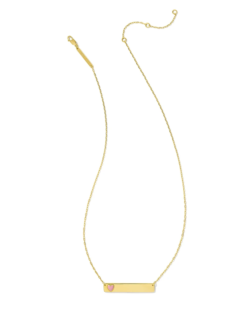Allison 18k Gold Vermeil Enamel Heart Pendant Necklace in Pink