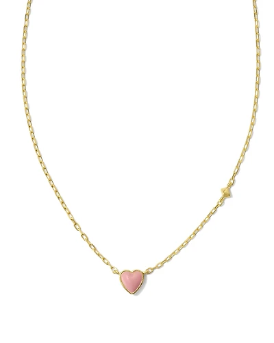 Enamel 18k Gold Vermeil Heart Pendant Necklace in Pink