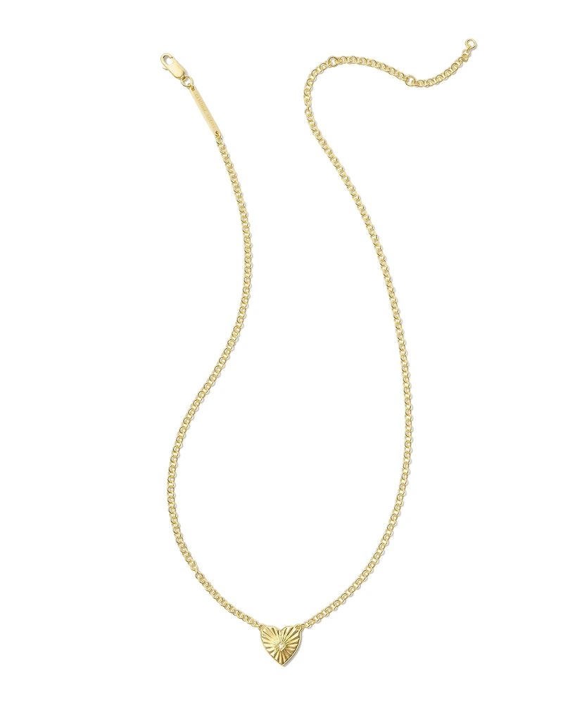 Maia 18k Gold Vermeil Heartburst Pendant Necklace White Sapphire