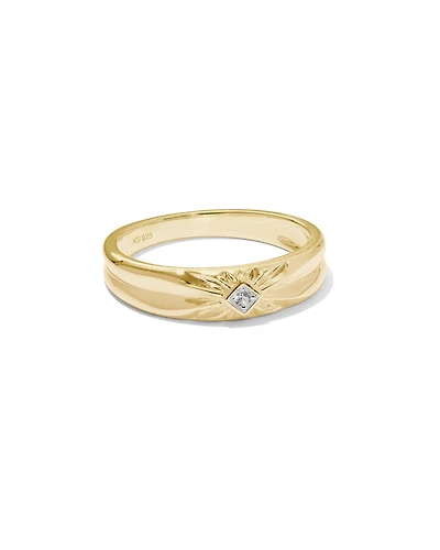 Maia 18k Gold Vermeil Square Bezel Band Ring White Sapphire