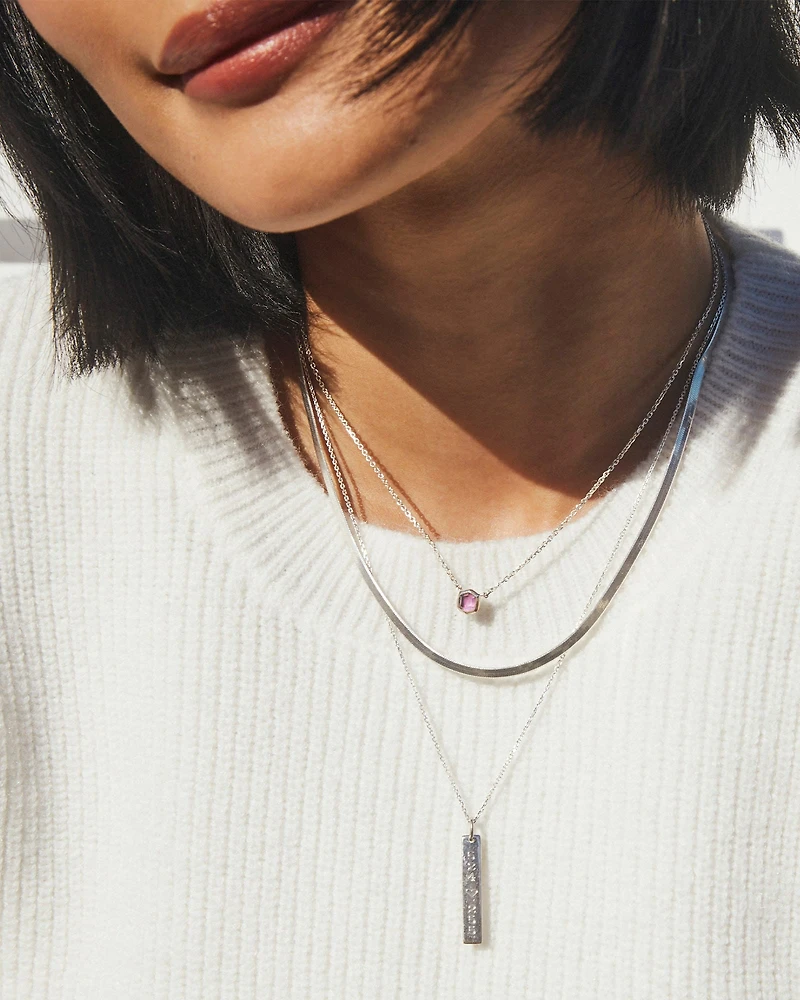 Davie Sterling Silver Pendant Necklace Garnet