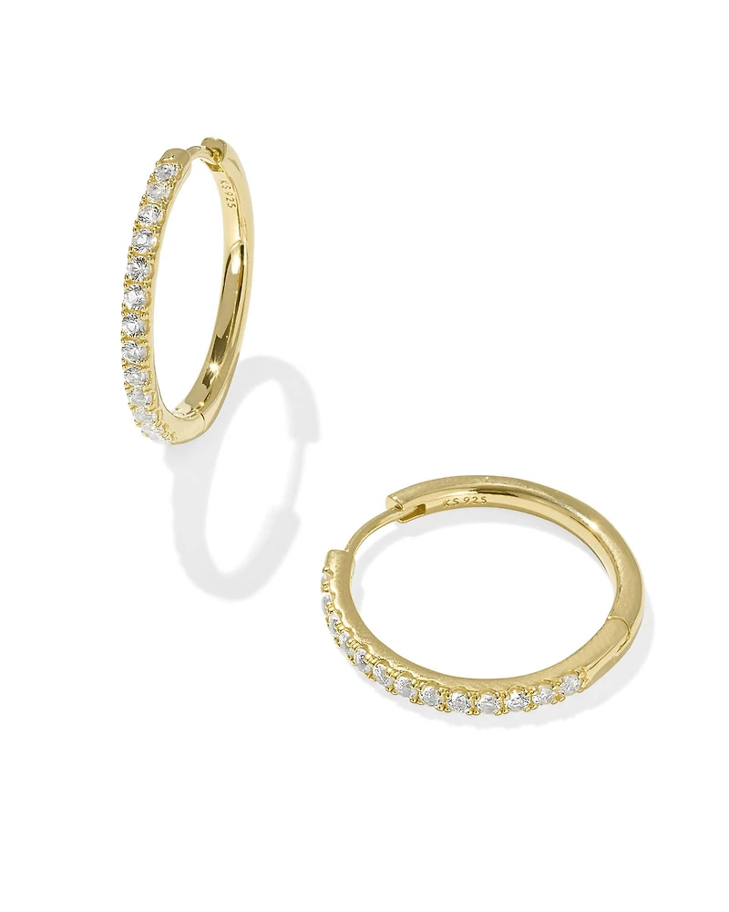 Mackenzie 18k Gold Vermeil Hoop Earrings White Topaz