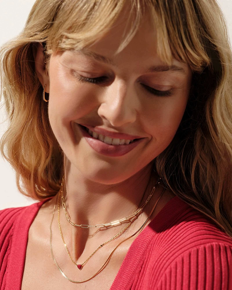 Enamel 18k Gold Vermeil Heart Pendant Necklace