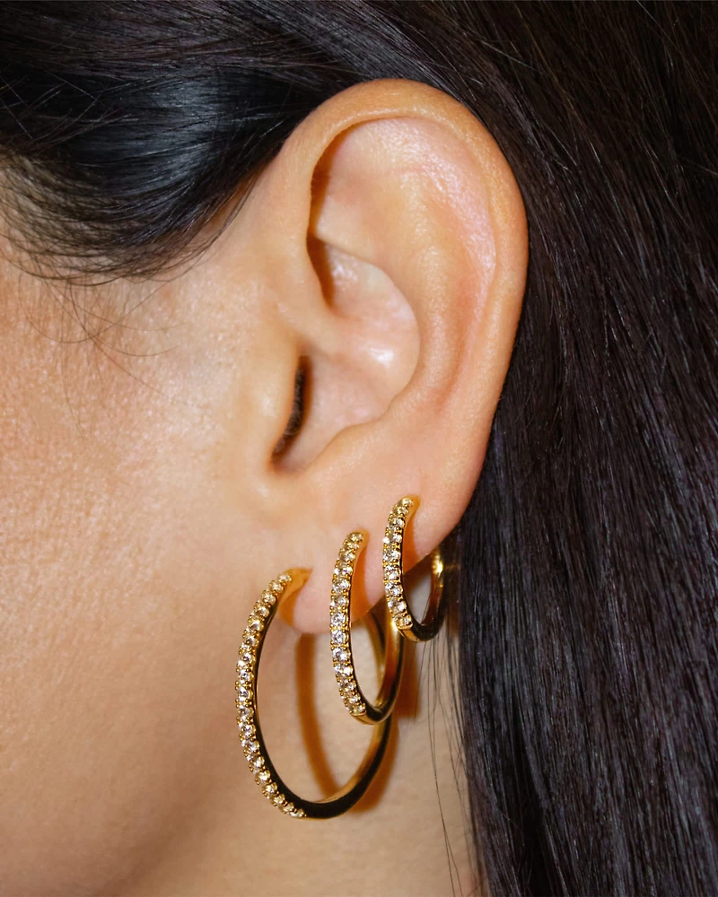 Mackenzie 18k Gold Vermeil Small Hoop Earrings White Topaz