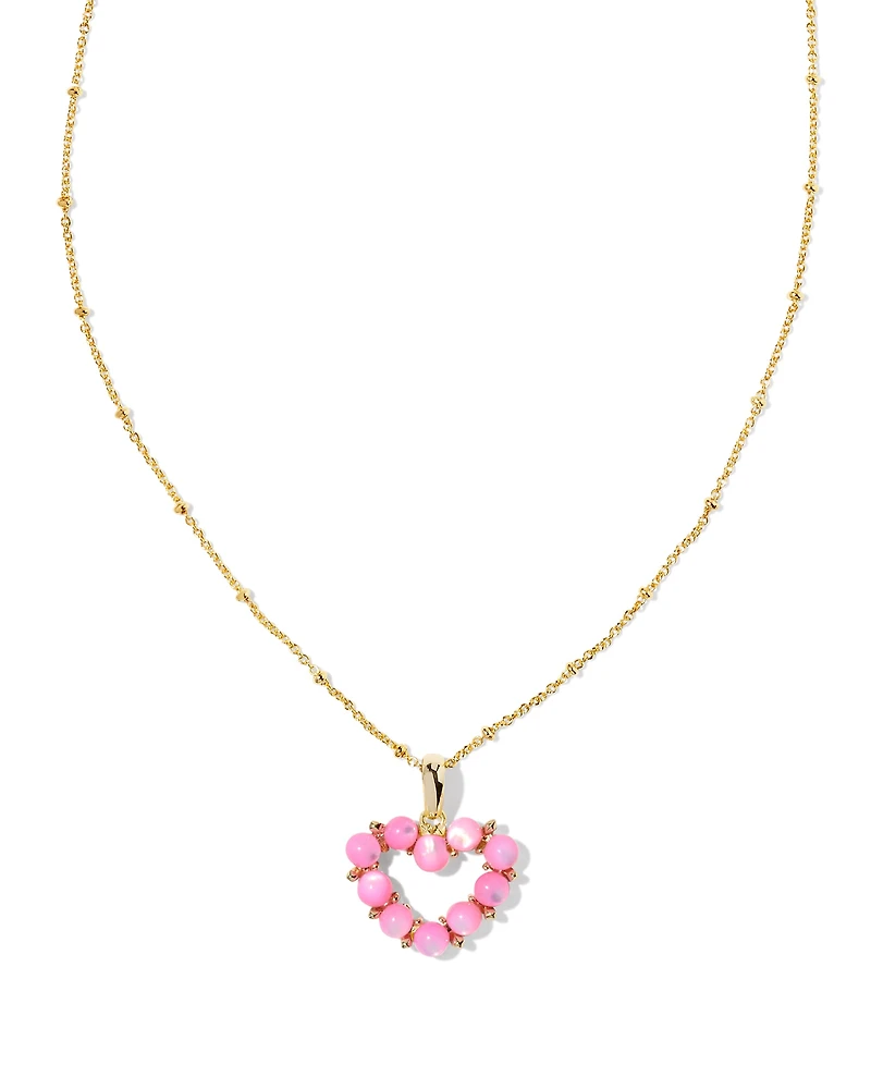 Ashton Gold Heart Short Pendant Necklace Red Glass