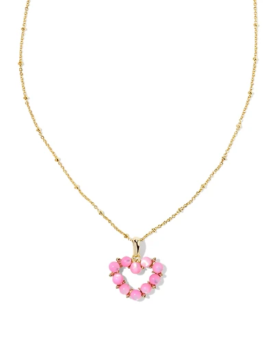 Ashton Gold Heart Short Pendant Necklace Red Glass