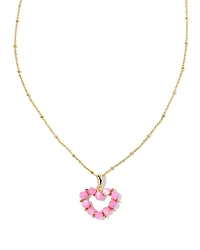 Ashton Gold Heart Short Pendant Necklace Red Glass