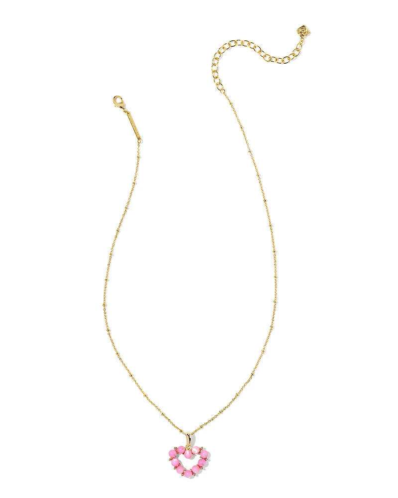 Ashton Gold Heart Short Pendant Necklace Red Glass