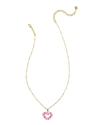 Ashton Gold Heart Short Pendant Necklace Red Glass