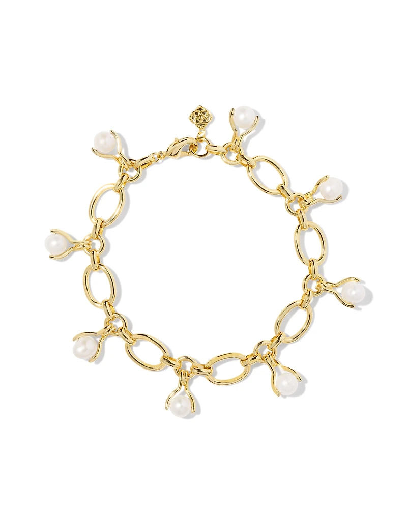 Ashton Gold Pearl Chain Bracelet in Freshwater Cultured Pearl