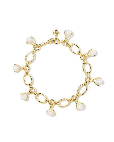 Ashton Gold Pearl Chain Bracelet in Freshwater Cultured Pearl
