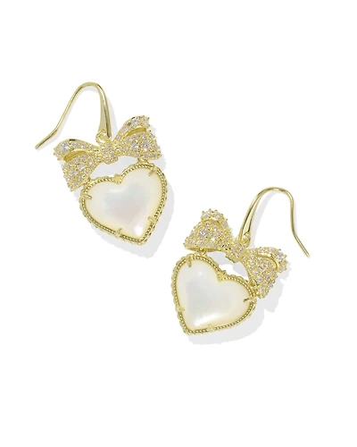 Haisley Heart Gold Drop Earrings in Blush Ivory Mother-of-Pearl