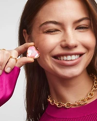 Haisley Heart Gold Statement Necklace in Blush Ivory Mother-of-Pearl