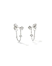 0.19 ct Michelle 14k White Gold Chain Huggie Earrings in White Diamond