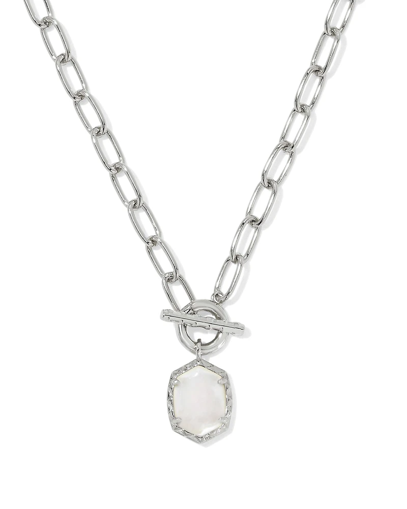 Daphne Convertible Silver Link and Chain Necklace Variegated Turquoise Magnesite
