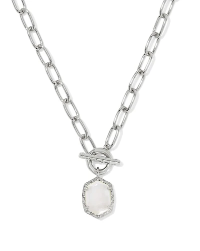 Daphne Convertible Silver Link and Chain Necklace Variegated Turquoise Magnesite