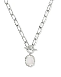Daphne Convertible Silver Link and Chain Necklace Variegated Turquoise Magnesite