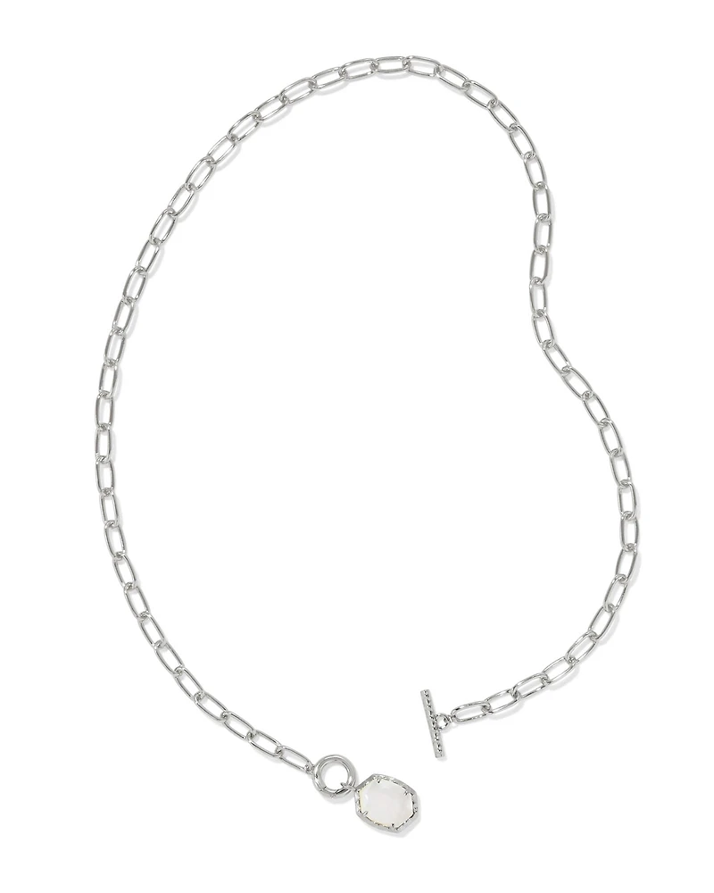 Daphne Convertible Silver Link and Chain Necklace Variegated Turquoise Magnesite
