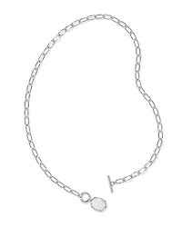 Daphne Convertible Silver Link and Chain Necklace Variegated Turquoise Magnesite