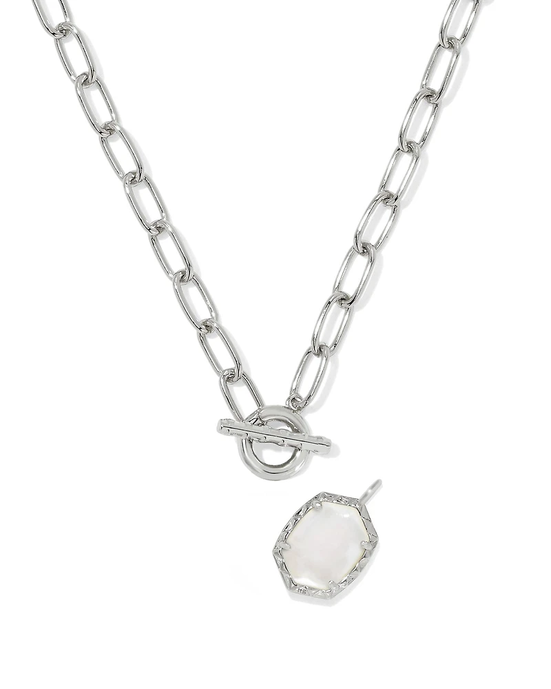Daphne Convertible Silver Link and Chain Necklace Variegated Turquoise Magnesite