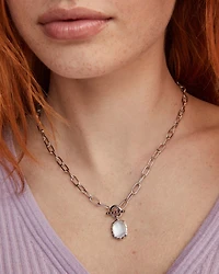 Daphne Convertible Silver Link and Chain Necklace Variegated Turquoise Magnesite