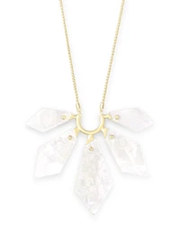 Mari Gold Long Pendant Necklace in Ivory Mother-of-Pearl