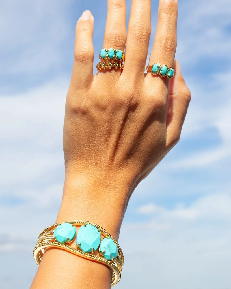 Daphne Gold Statement Cuff Variegated Turquoise Magnesite