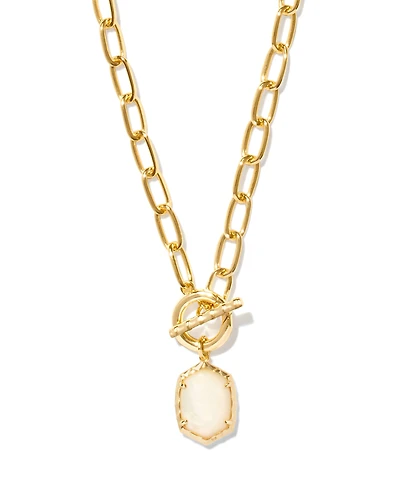 Daphne Convertible Gold Link and Chain Necklace Ivory Mother-of-Pearl