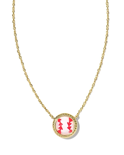 Baseball Gold Short Pendant Necklace Ivory Mother-of-Pearl