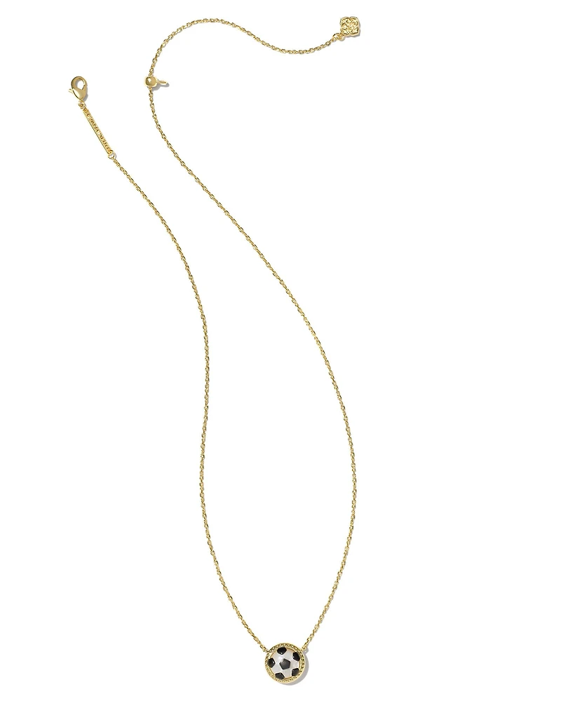 Soccer Gold Short Pendant Necklace Ivory Mother-of-Pearl