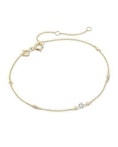 0.10 ct Floating Lab Grown White Diamond Delicate Chain Bracelet in 14k Yellow Gold