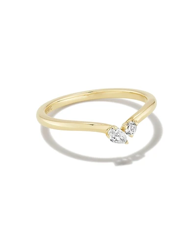 0.16 ct Lab Grown White Diamond Toi et Moi Band Ring 14k Yellow Gold