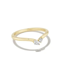 0.16 ct Lab Grown White Diamond Toi et Moi Band Ring 14k Yellow Gold