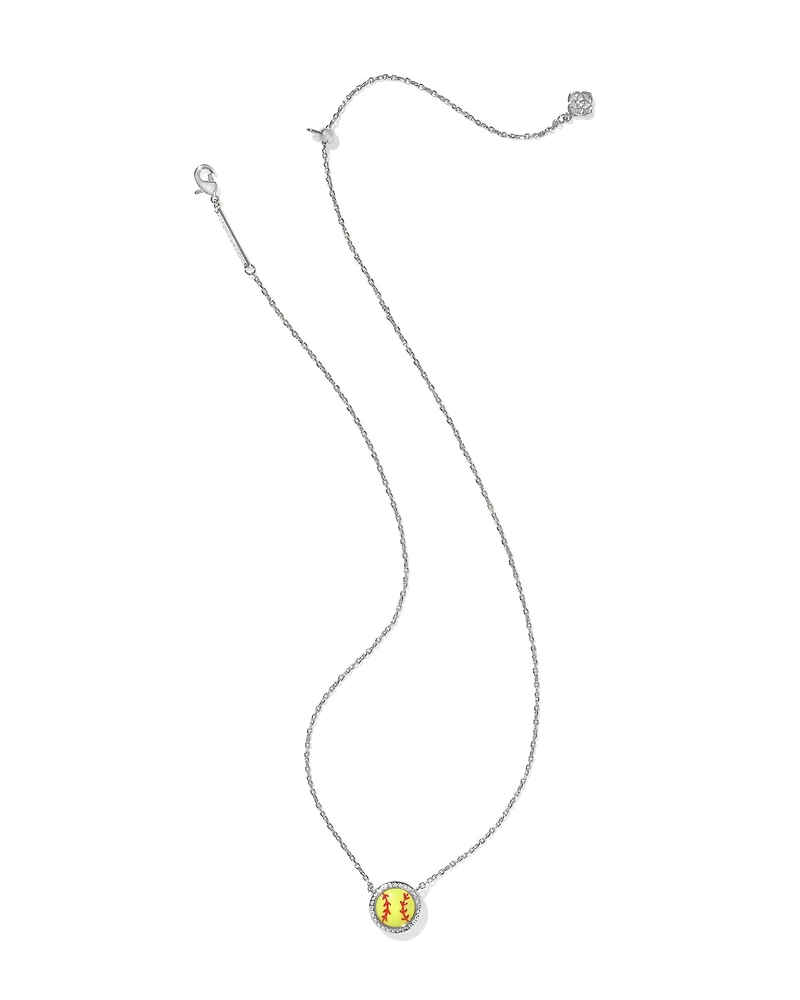 Softball Silver Short Pendant Necklace