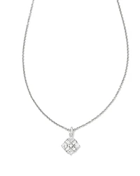 Dira Silver Crystal Short Pendant Necklace in White CZ