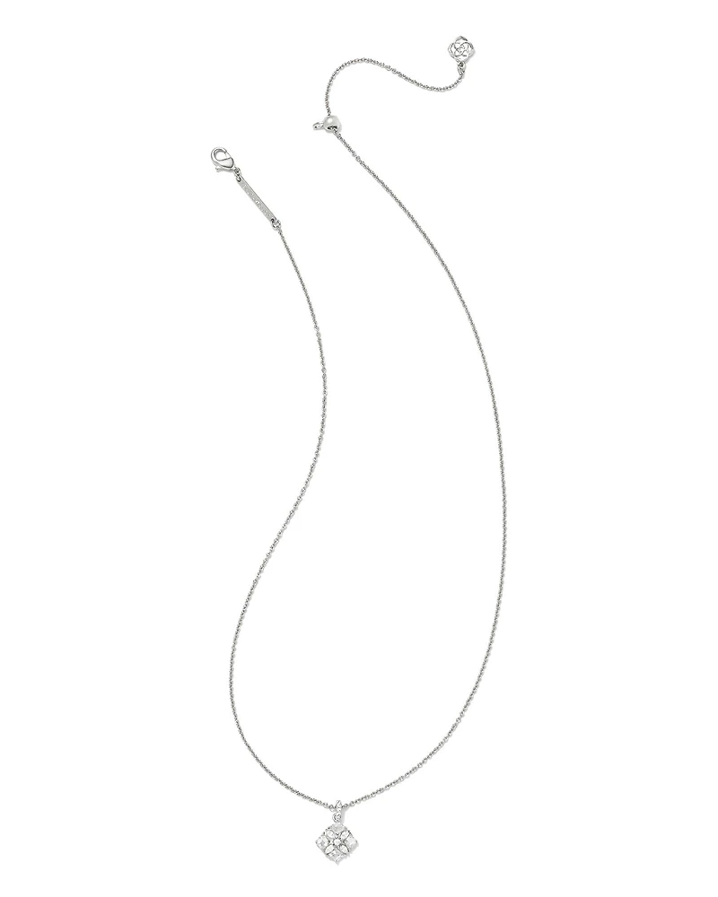 Dira Silver Crystal Short Pendant Necklace in White CZ