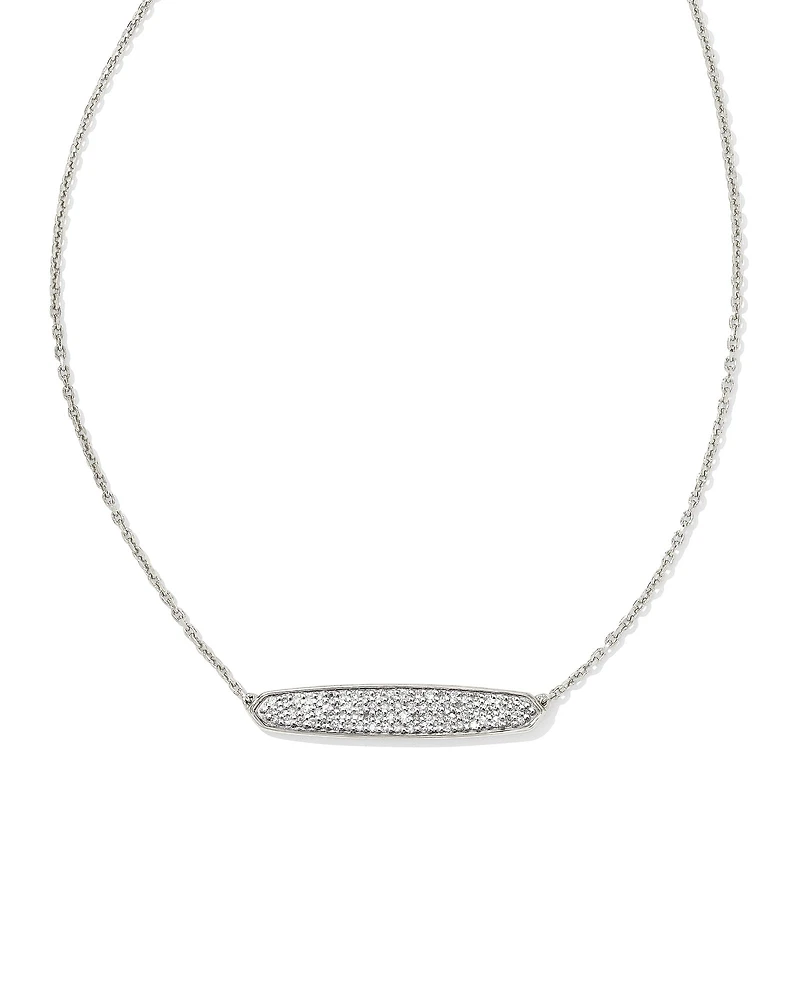 Mattie Sterling Silver Pave Pendant Necklace in White Diamond