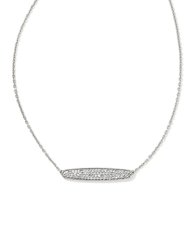 Mattie Sterling Silver Pave Pendant Necklace in White Diamond